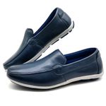 Sapato Masculino Mocassim Sapatilha Sider Couro Bm Brasil 175/10 Azul