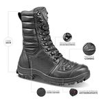 Coturno Tático Bota Militar Semi-impermeável Moto Bmbrasil 5168/16 Preto