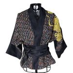 Kimono Yang Tweed e Linho Caminhos2 Abraço do Dragão Ouro