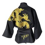 Kimono Yang Tweed e Linho Caminhos2 Abraço do Dragão Ouro