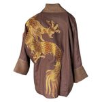 Kimono Yang Linho Coleção Terras Patchwork2 Abraço do Dragão Cobre