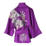Kimono Yang Linho Maravilha Abraço Do Dragão Prata-Rosê