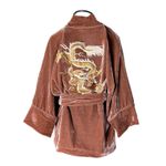Kimono Jin Veludo Cristal Rosa Queimado Dragão Folk1 