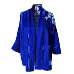 Kimono Jin Veludo Cristal Azul Vibrante Dragão Folk2 Azul