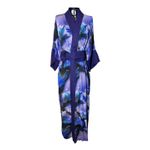 Kimono Tsuki Viscose O Dragão nos Jardins Suspensos Cerejeiras em Flor Variante Violeta