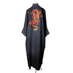 Kimono Yin-Yang Linho Preto Dragão da Meia Noite