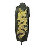 Colete Yin Linho Verde Militar Dragão Imperial Ouro