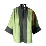 Kimono Yang Linho Coleção Selva Patchwork Abraço do Dragão Ouro