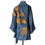 Kimono Oversize Yang Linho Petróleo Abraço do Dragão Cobre
