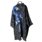 Kimono Yang Tweed Oversize Noite Estrelada Abraço do Dragão Azul