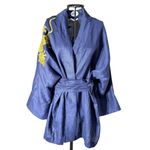 Kimono Oversize Yang Linho Marinho Abraço do Dragão Ouro