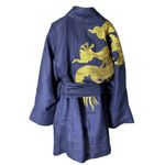 Kimono Oversize Yang Linho Marinho Abraço do Dragão Ouro