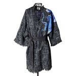 Kimono Yang Tweed Oversize Noite Estrelada Abraço do Dragão Azul