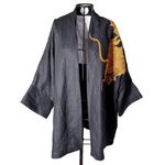 Kimono Oversize Yang Linho Preto Abraço do Dragão Cobre