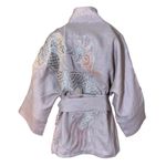Kimono Yang Tweed e Linho Patchwork Penélope Abraço do Dragão Prata-Rosê