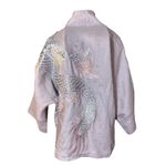 Kimono Yang Tweed e Linho Patchwork Penélope Abraço do Dragão Prata-Rosê