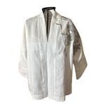 Kimono Yang Linho Branco Abraço Do Dragão Prata