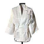 Kimono Yang Linho Branco Abraço Do Dragão Prata