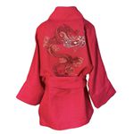 Kimono Yang Linho Vermelho Dragão Gênesis