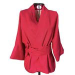 Kimono Yang Linho Vermelho Dragão Gênesis