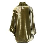 Kimono Jin Veludo Verde Militar Dragão Folk2 Amarelo