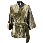 Kimono Jin Veludo Verde Militar Dragão Folk2 Amarelo