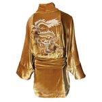 Kimono Jin Veludo Caramelo Dragão Folk1 