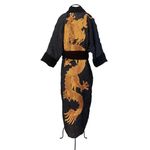 Kimono O Dragão nos Jardins Suspensos Tulipa Negra (Queen of Night) Dragão Metálico Cobre