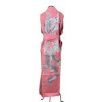 Kimono Yin Linho Rosa Vibrante Dragão Prata-Rosê