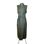 Kimono Yin Linho Verde-Militar Dragão Ouro