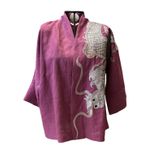 Kimono Yang Linho Pitaya Abraço Do Dragão Prata