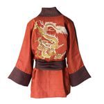 Kimono Yang Linho Coleção Terras Patchwork4 Dragão Folk1