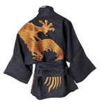 Kimono Yang Tweed e Linho Caminhos1 Abraço do Dragão Cobre