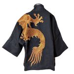 Kimono Yang Tweed e Linho Caminhos1 Abraço do Dragão Cobre