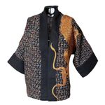 Kimono Yang Tweed e Linho Caminhos1 Abraço do Dragão Cobre