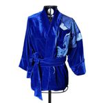 Kimono Jin Veludo Cristal Azul-Royal Abraço do Dragão Azul