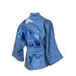 Kimono Yang Linho Denim Abraço do Dragão Azul