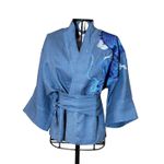 Kimono Yang Linho Denim Abraço do Dragão Azul