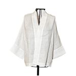 Kimono Yang Linho Off-White Dragão Gênesis Vermelho