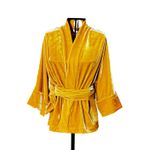 Kimono Jin Veludo Amarelo-Ouro Dragão Folk1