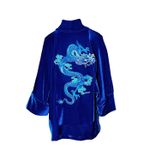Kimono Jin Veludo Azul Royal Vibrante Dragão Genesis Azul