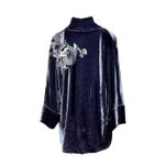 Kimono Jin Veludo Cinza-Frio Dragão Folk2 Cinza