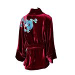 Kimono Jin Veludo Marsala Dragão Folk2 Azul