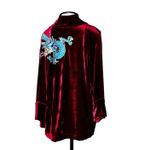 Kimono Jin Veludo Marsala Dragão Folk2 Azul