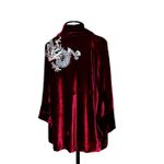 Kimono Jin Veludo Marsala Dragão Folk2 Cinza