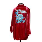 Kimono Jin Veludo MarsalaII Dragão Folk1 Aqua-Rosê-Branco