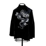 Kimono Jin Veludo Preto Dragão Gênesis Preto