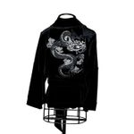 Kimono Jin Veludo Preto Dragão Gênesis Preto