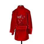 Kimono Jin Veludo Vermelho-Vibrante Dragões Gênesis Vermelhos