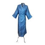 Kimono Yin-Yang Linho Denim Dragão Gigante Azul